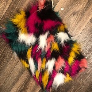 MULTI COLORED FAUX FUR CLUTCH